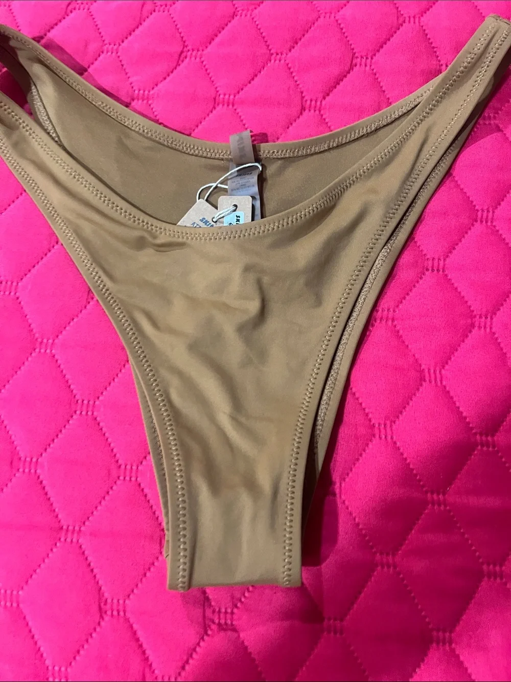 SKIMS High-Cut Bikini Bottom in Almond